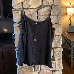 Black front button tank top